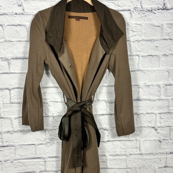 A Common Thread Taupe Belted Coat – Asymmetrical Button Front - Picture 2 of 14